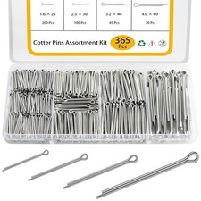 Cotter Pin Assortment Kit 365 Pcs, 304 Stainless Steel 4 Sizes Cotter Pins, Hard