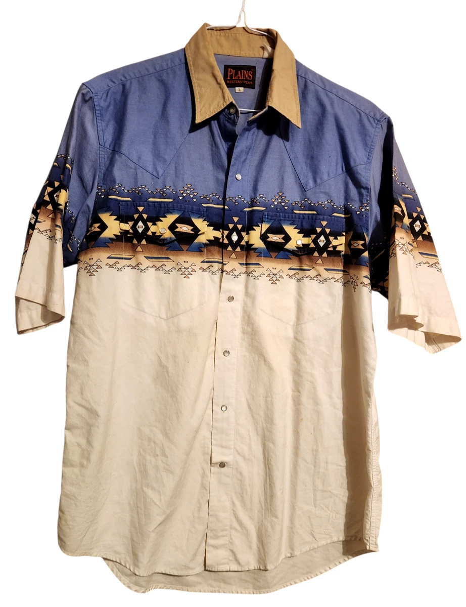 Chemise Cowboy Homme Plains Western Wear - Taille L, Blanche Nacrée, Boutons Pression