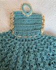 Vintage Crochet Pot Holder/Trivet Doll Dress -Handmade Blue w/Beige Trim — photo 3