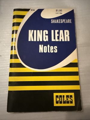 King Lear: Notes (Coles Notes) 1976 Vintage