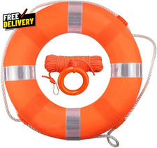 20in Life Preserver Ring with Floating Rope 98ft Swim Safety Rescue Foam Buoy