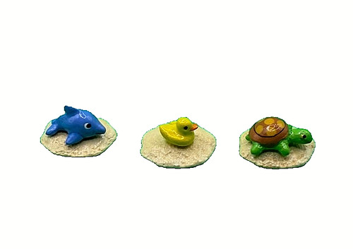 Wee Forest Folk Miniature Dolphin, Duck, and Turtle Beach Figurines