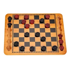 WE Games Traditional Red & Black Checkers Set, Solid Wood Board with Grooves