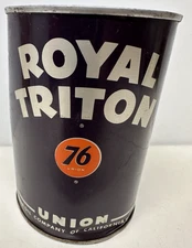 Rare " Union 76 Royal Triton " METAL Oil Can FULL UNOPENED - THE FINEST  Vintage