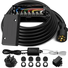 7 Pin Trailer Wiring Harness Kit 10FT, 7 Way Trailer Plug 10Ft + Breakaway Kit