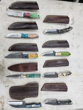 Lot of 9 Handmade Custom Fixed Blade Damascus Knives Mixed Handles Sheaths