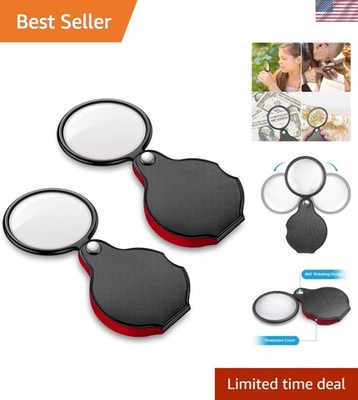 High-Power Folding Magnifying Glass for Reading & Hobbies - 1.96'' Lens Diameter
