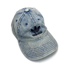 Adidas OSFA Denim Hat trefoil logo Unisex Adjustable Strapback Faded Denim Blue