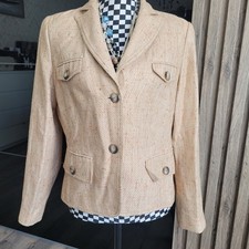 heine Damen Tweed Jacke Beige Gr. 42 gefütte...