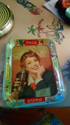 SELTENES PLATEAU 1949 COCA COLA MENU GIRL ORIGINAL VON 1949 MADE IN USA