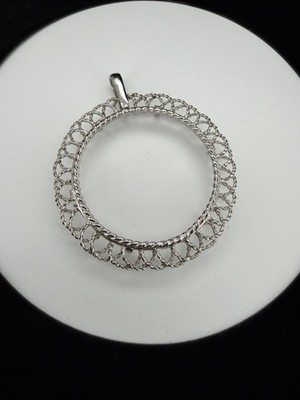 Anhänger Münzhalter Rahmen 50 Cent Half Dollar Sterling Silber gemarkt Anson
