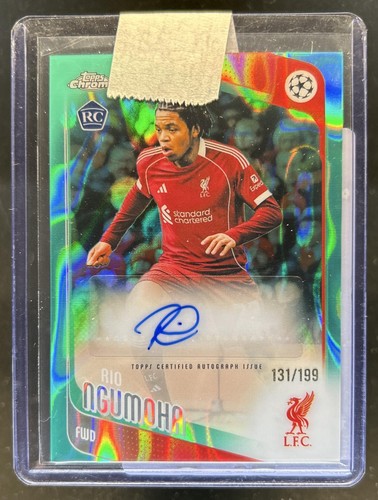 2025-26 Topps Chrome UEFA Rio Ngumoha Auto Aqua Lava Refractor Rookie RC #/199