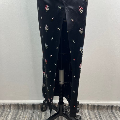 VINTAGE Jessica McClintock Black Dress Floral Asian Oriental Stand Collar Slit - Picture 4 of 8
