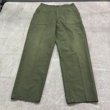 VTG Military Trousers OG-107 Green Pants Type 1 Zipper Fly Clipped Pockets 35x31