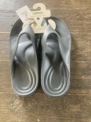 Aetrex Orthotic Flips Maui Recovery Thong Sandals Size 13 Men Charcoal Gray New!