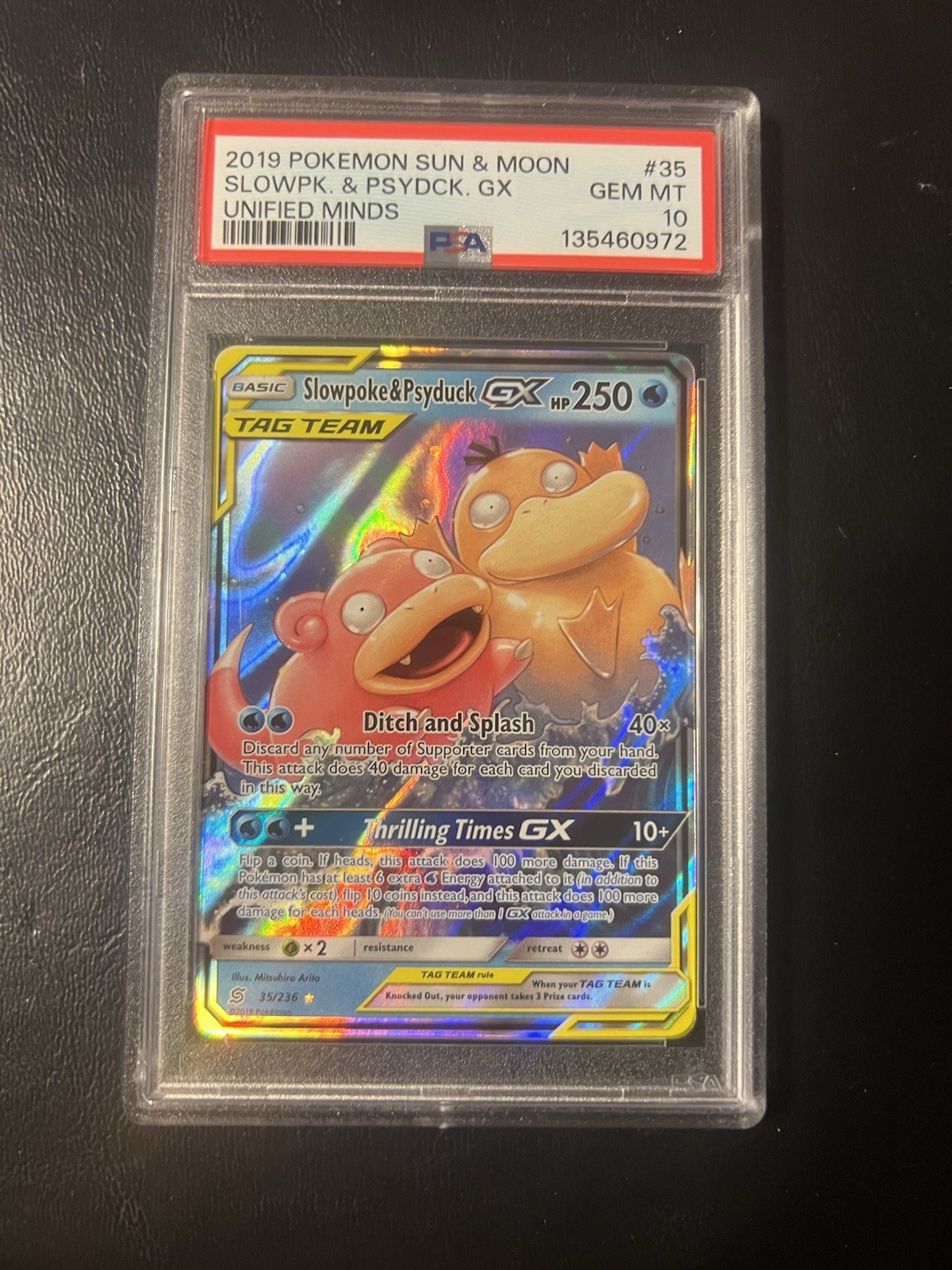 2019 POKEMON SUN & MOON UNIFIED MINDS #35 SLOWPOKE & PSYDUCK GX PSA 10 NEW CERT