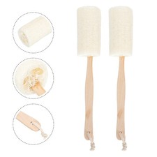 2Pcs Bath Skin Cleaning Brush Wooden Handle Durable Skin Exfoliating Scrubber