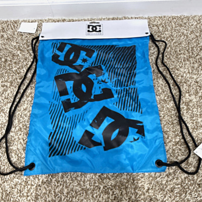 DC Shoes Blue Logo Drawstring Sackpack Unisex Casual Travel Shoulder Strap