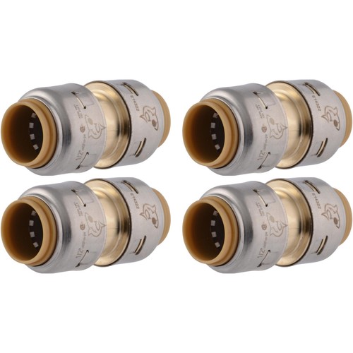 SharkBite Max 1/2 Inch Brass Coupling 4 Pack Push to Connect Plumbing Fittings