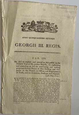 George III Cap LVI Ein Gesetz zur Erklärung und Änderung eines verabschiedeten Gesetzes ... 5. Mai 1812 (F)