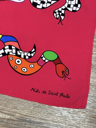 Niki de Saint Phalle Snakes Silk Pink Scarf Size 90 - Picture 5 of 9