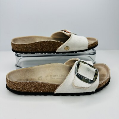 Birkenstock Madrid Big Buckle Slide Womens Size 38 EU 7.5 US White