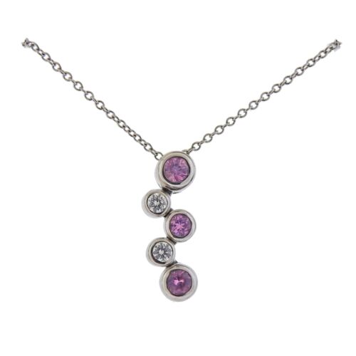 Tiffany & Co Bubbles Pink Sapphire Diamond Platin… - image 1