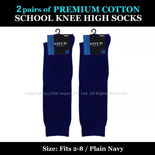 Premium Cotton Plain Knee High Size 2-8 or 6-11-Cheer Leader Girls Sydney Seller - Picture 10 of 15