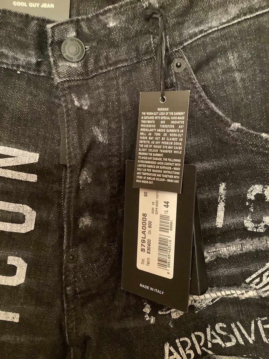 Dsquared2 Cool Guy Black Slim Button Fly Graffiti Skater