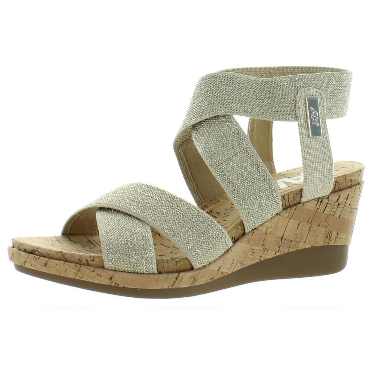 Anne Klein Спортивные женские босоножки Petulia Casual на каблуке с пробковой танкеткой, обувь BHFO 6458