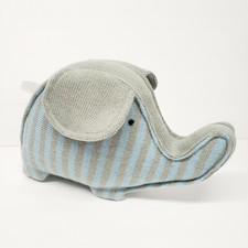 Blue Gray 7x11 Elephant Striped Knit Pillow Stuffed Animal Plush