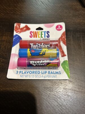 Sweets 3 Lip Balms TWIZZLERS, JOLLY RANCHER & BUBBLE YUM Free Shipping