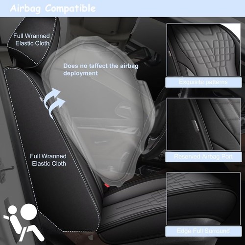 Car Seat Covers Full Set PU Leather Waterproof Fit for Volkswagen Taos 2022-2025 - Picture 2 of 7