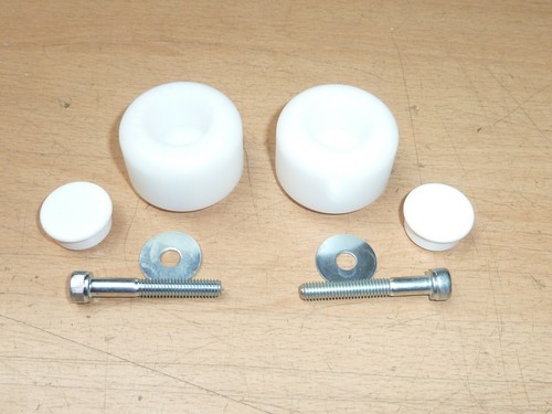 ZERO MOTORCYCLES DSR 2017-2020 BAR END SLIDERS MUSHROOMS PIUCKS KNOBS PADS WHITE - Picture 6 of 8