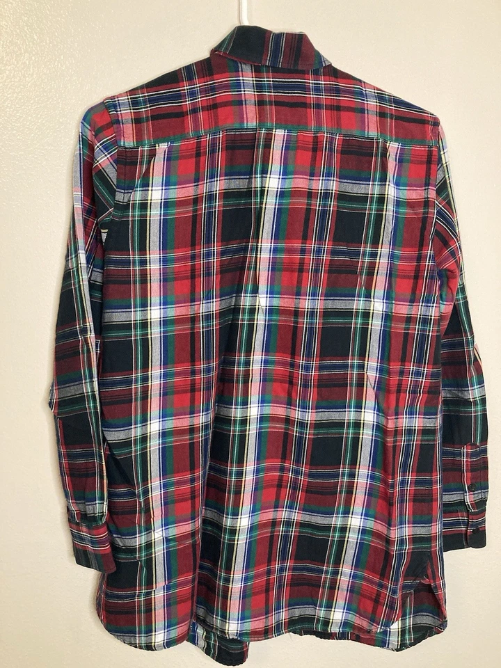 Lauren Ralph Lauren Pajama Shirt Women's Small Royal Tartan 100% Cotton Logo - Image 2 of 4