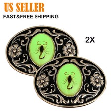 2pcs Belt Buckle Men Luminous 3D Scorpion Western Cowboy Belt Buckle Unisex US