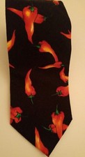 Tango by Max Raab Mens Neck Tie Chili Peppers Black Red Yellow Green made in USA