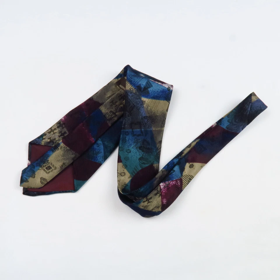 Arte abstracto vintage Mario Valentino para hombre azul dorado borgoña 56"x3,75" colorido Foto 4 de 4