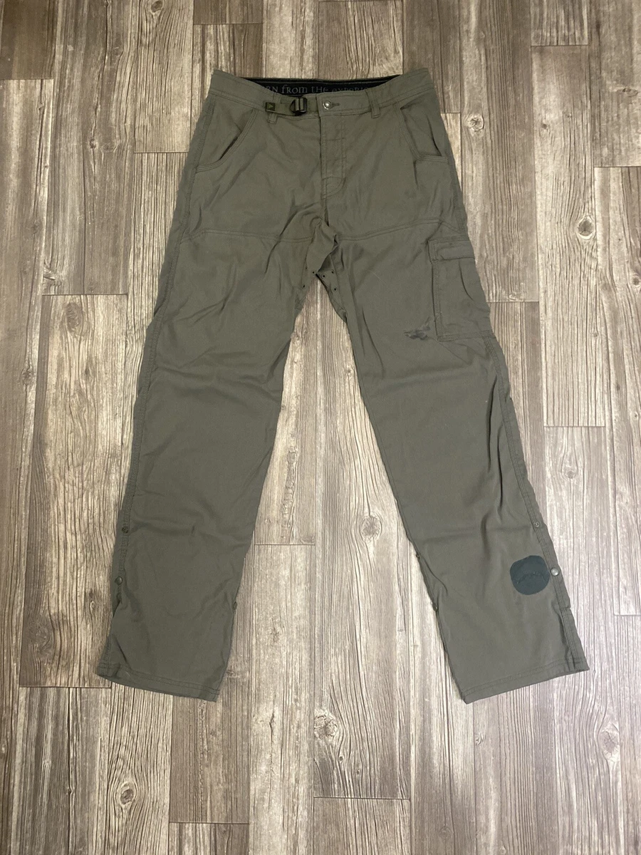 Prana Breathe-able Hiking Cargo Pants Mens Size 30x34 Dark Green Stain By  Pocket