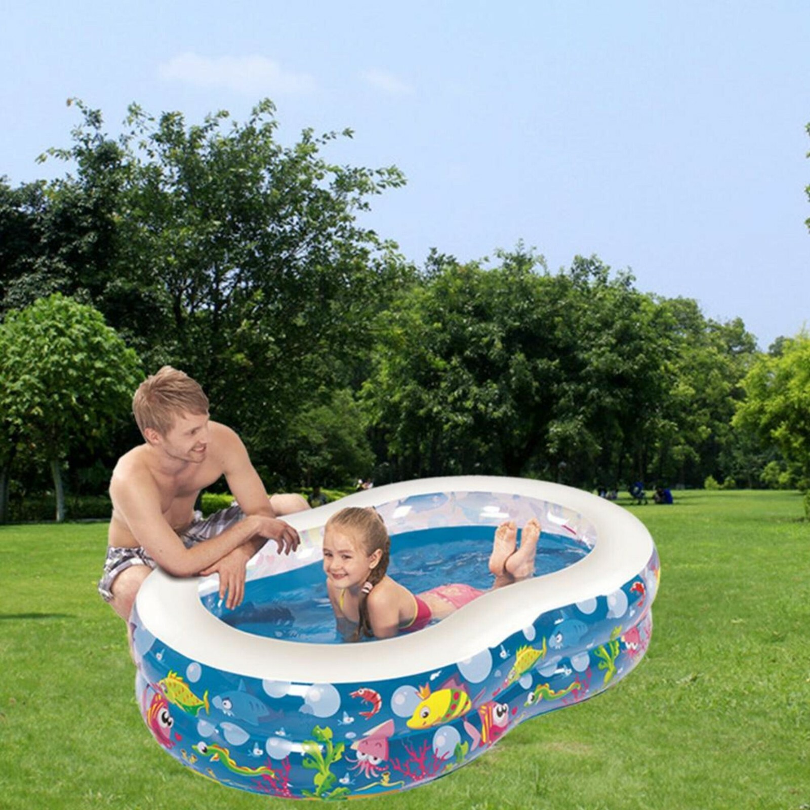 Piscine gonflable fond de mer 175cm en PVC double couche pour enfants