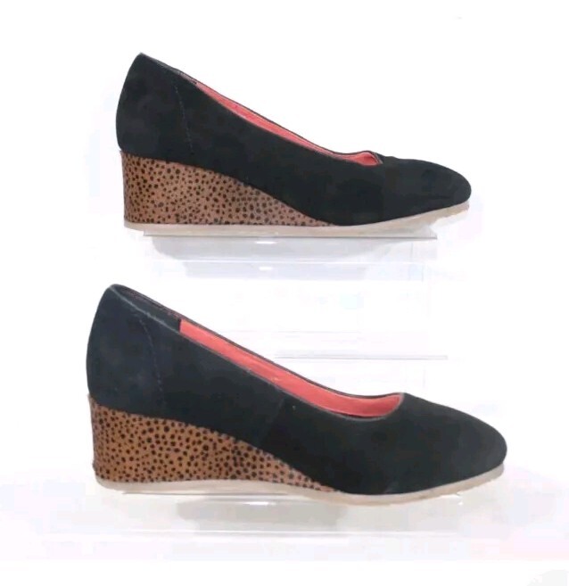 White Stuff Wedge size Shoes Size Uk Black Leopard Print Suede