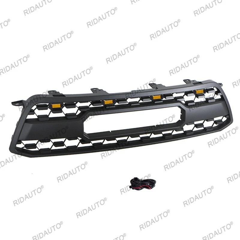 Rejilla delantera negra apta para Toyota Highlander 2009-2011 con luz LED ámbar Foto 3 de 4
