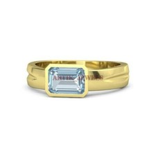 Natural Blue Topaz Gemstone with Gold Plated 925 Sterling Silver Women Ring 3868