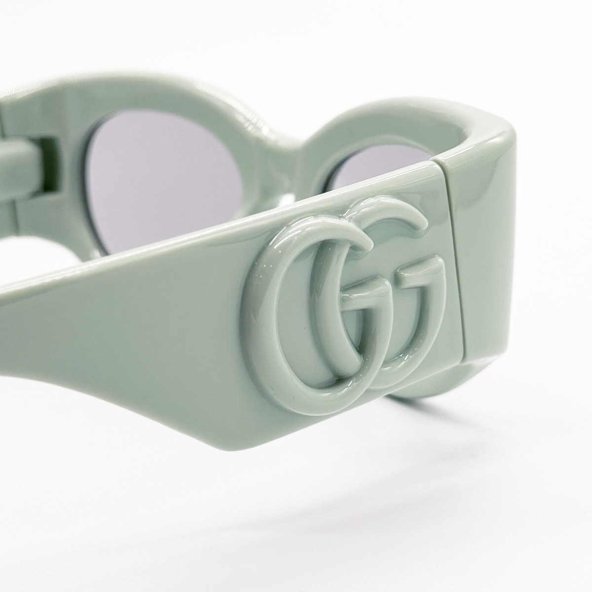 Gucci GG1544S 003 Green Grey Oval Sunglasses Women GUCCI NEW GUCCI GG1544S 003 OVAL GREEN GREY WOMEN SUNGLASSES  main image 4