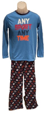 EUC Cat & Jack Winter Sleepware Pajamas Boys Sx L (12-14) Any Sport Any Time