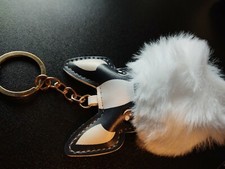 Boston Terrier frenchie Dog pompom Fluffy white keychain New Gift For Dog Lovers