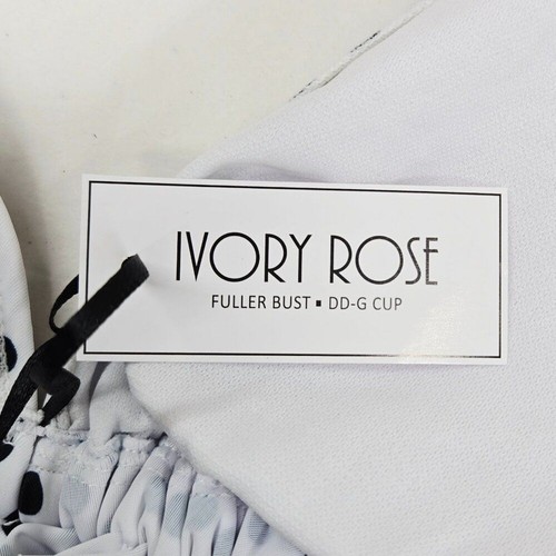 NEW IVORY ROSE FULLER BUST TRIANGLE BIKINI TOP HALTER STYLE B&W POLKA DOT 34DD/E - Picture 4 of 8