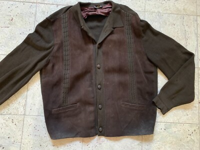VINTAGE Cortefiel Brown Suede Sweater Size 46-Made in Spain
