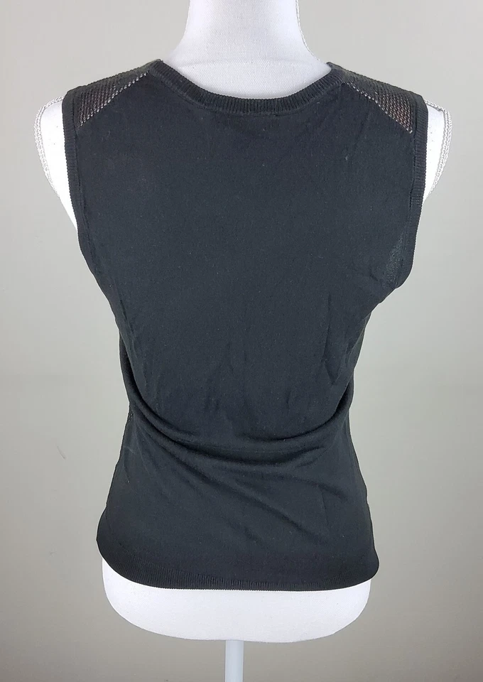 Suéter negro a lunares sin mangas Ann Taylor para mujer talla S Foto 3 de 4