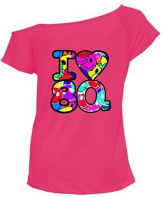 Damen Frauen Multi I Love the 80s Kostüm Junggesellinnenabschied Retro T-Shirt Top 8-26